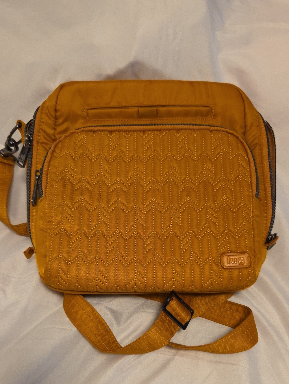 lug Quilted Messenger Crossbody Bag - Mustard Yellow
